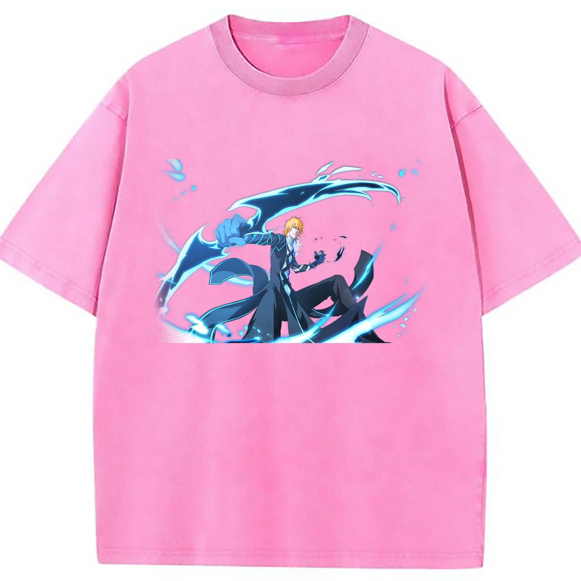 （画像用） ブリーチ 黒崎一護（くろさき いちご）BLEACH Kurosaki Ichigo 綿100% ヴィンテージ風 半袖Tシャツ（フロントプリント）